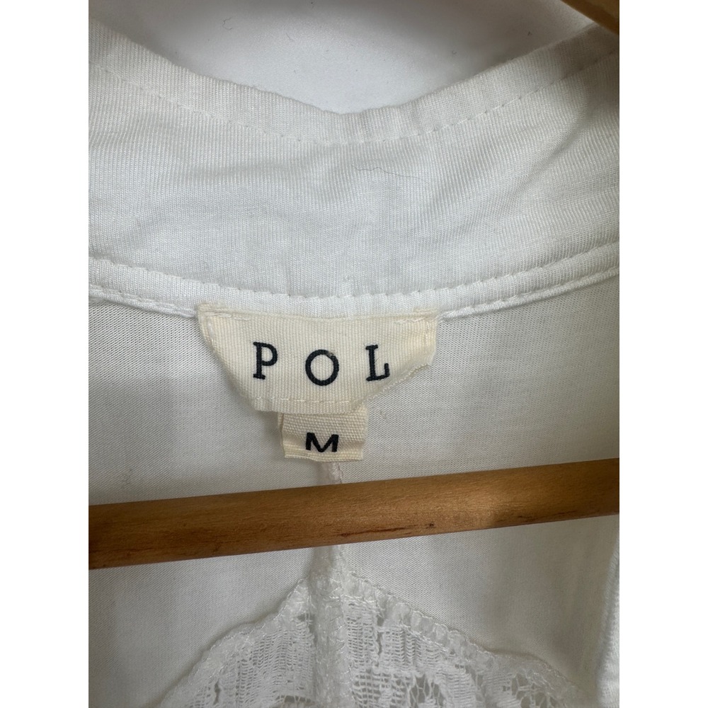 POL Tunic Dress Lace Ruffle Women M Cream Boho Ethereal Festival Victorian - Picture 2 of 12